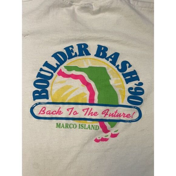VINTAGE Boulder Bash Marco Island 1990 T-shirt Women Medium 90s Single Stitch - Picture 2 of 12